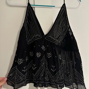 Free People black sparkly tank top. Size XS